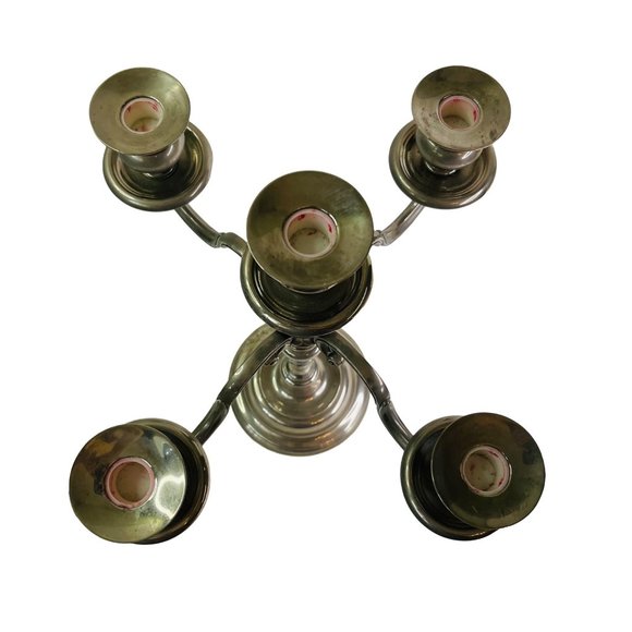 Vintage Silver Plate Candelabra For 5 Tapered Candlesticks 14.5" T 13" W - Picture 4 of 8